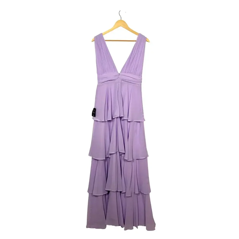 Lulus Amazing Evening Maxi Dress Women's Medium Lavender Tiered Chiffon NWT - Picture 5 of 12